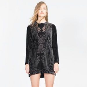 Zara velvet dress with slip dress. Even length